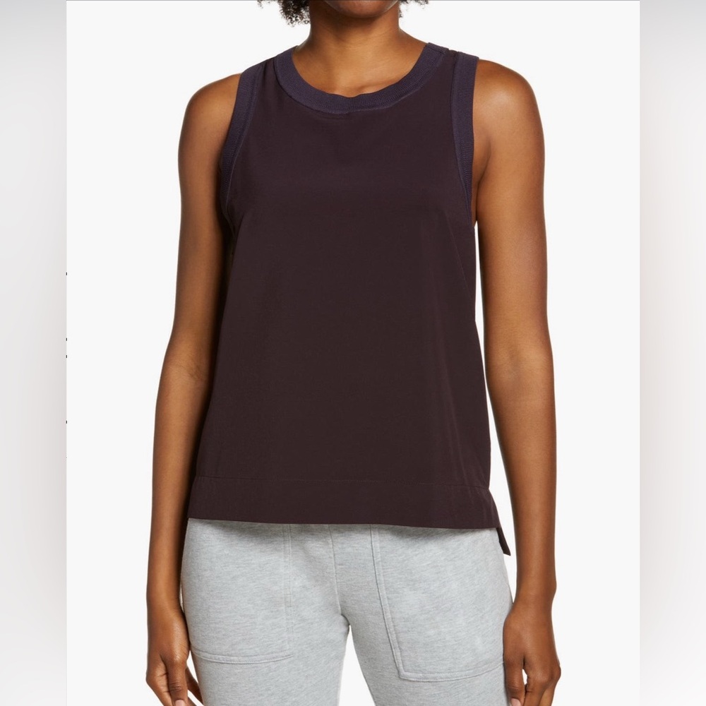Zella Plum Pursuit Rib Trim Performance Tank